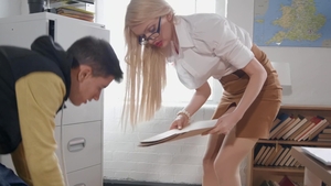 Big Tits at School - British Amber Jayne handjob