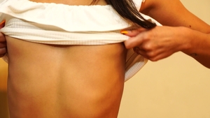 Nubiles.net - Shaved Dana Wolf masturbating wearing skirt